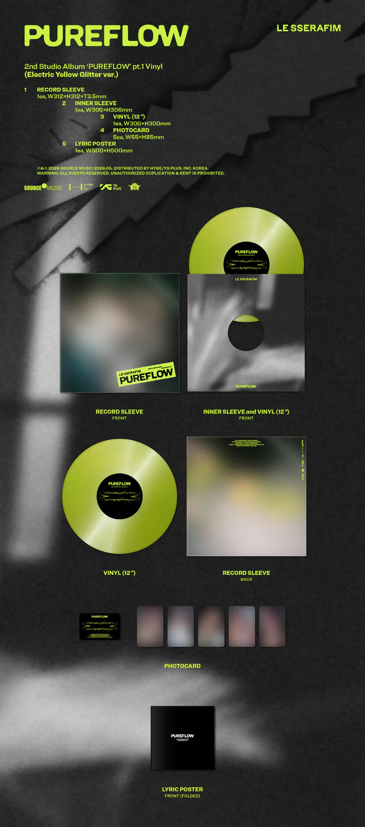 (PRE-ORDER) LE SSERAFIM - PUREFLOW PT.1 2ND STUDIO ALBUM [VYNIL LP VER.]