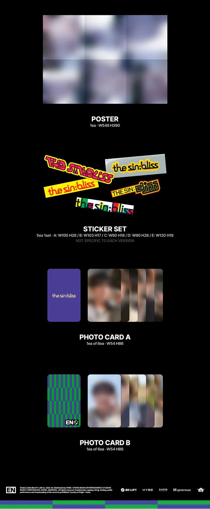 (PRE-ORDER) ENHYPEN - THE SIN: BLISS 8TH MINI ALBUM / POB