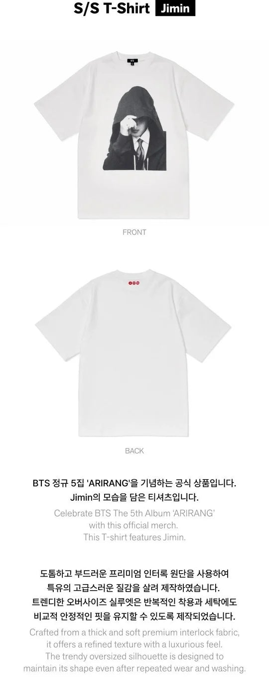 (PRE-ORDER) BTS - ARIRANG OFFICIAL MD S/S T-SHIRT JIMIN XL [RELEASING IN JUNE]