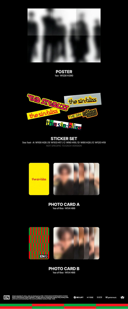 (PRE-ORDER) ENHYPEN - THE SIN: BLISS 8TH MINI ALBUM / POB