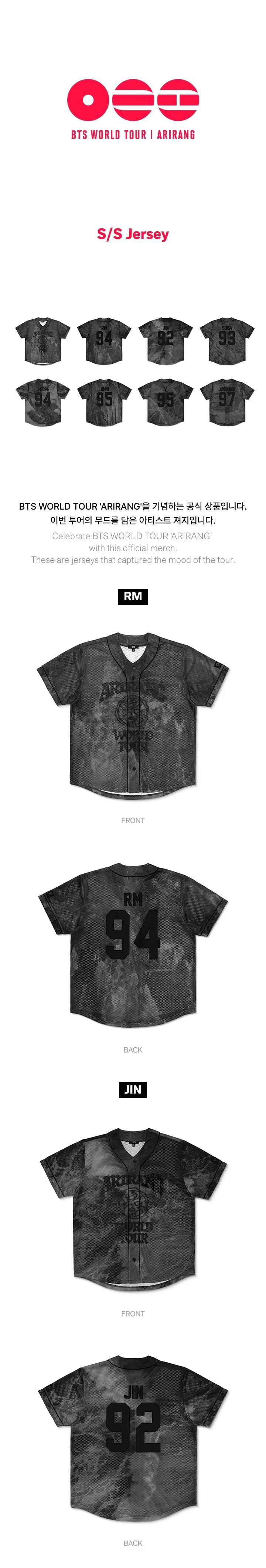 (PRE-ORDER) BTS - ARIRANG WORLD TOUR MD S/S JERSEY [RELEASE IN JUNE]