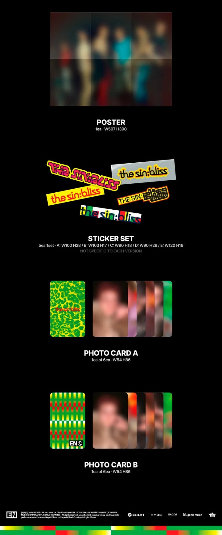 (PRE-ORDER) ENHYPEN - THE SIN: BLISS 8TH MINI ALBUM / POB