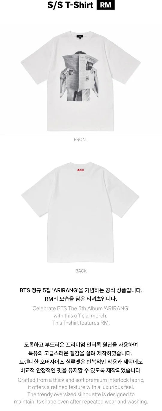 (PRE-ORDER) BTS - ARIRANG OFFICIAL MD S/S T-SHIRT RM XL [RELEASING IN JUNE]