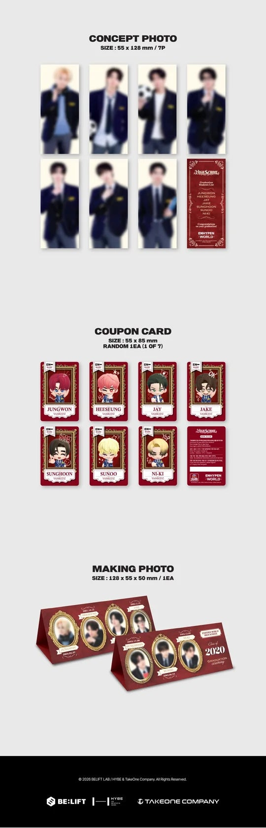 ENHYPEN - COLECCIÓN DE TARJETAS DE CUPONES DEL MUNDO ESCUELA SECUNDARIA [VERSIÓN BÁSICA]