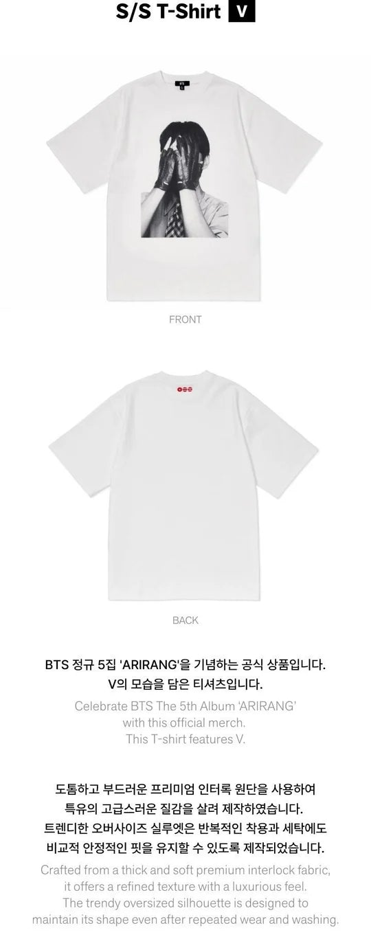 (PRE-ORDER) BTS - ARIRANG OFFICIAL MD S/S T-SHIRT V XL [RELEASING IN JUNE]