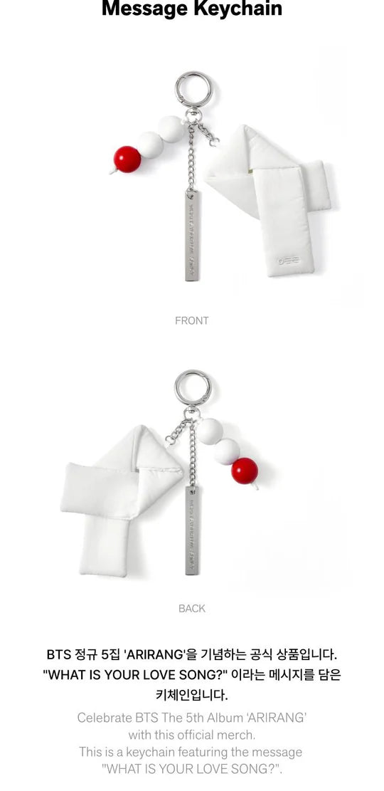(PRE-ORDER) BTS - ARIRANG OFFICIAL MD MESSAGE KEYCHAIN [RELEASING IN JUNE]