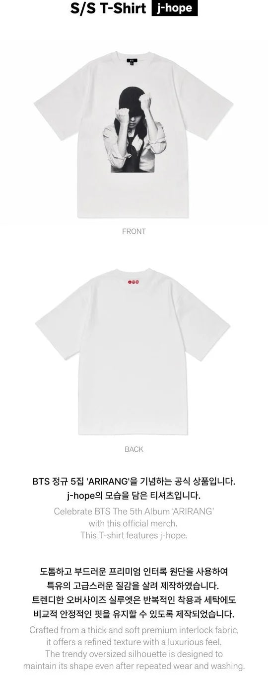 (PRE-ORDER) BTS - ARIRANG OFFICIAL MD S/S T-SHIRT J-HOPE XL [RELEASING IN JUNE]