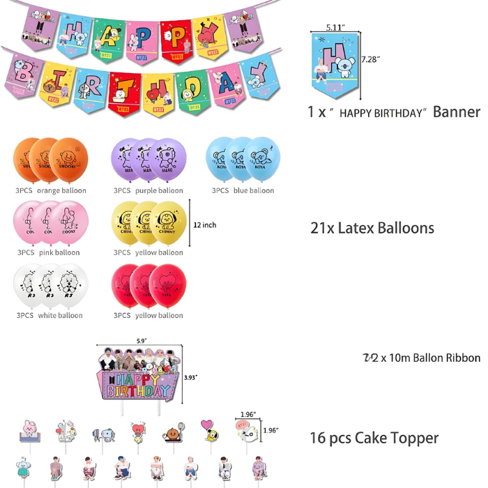 BIRTHDAY PARTY SUPPLIES BT21