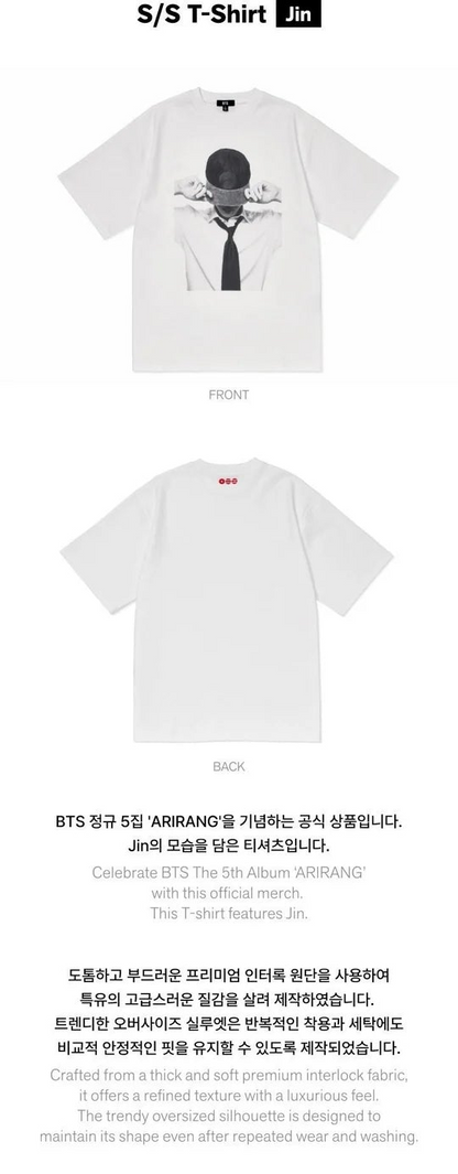 (PRE-ORDER) BTS - ARIRANG OFFICIAL MD S/S T-SHIRT JIN XL [RELEASING IN JUNE]