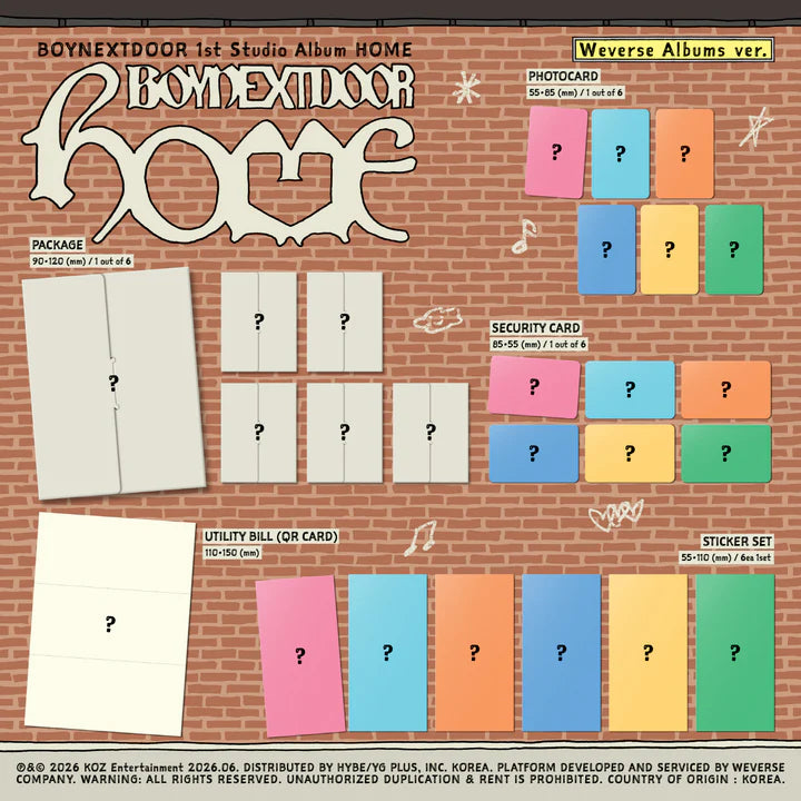 (PRE-ORDER) BOYNEXTDOOR - HOME 1ST STUDIO ALBUM [WEVERSE ALBUM VER.]